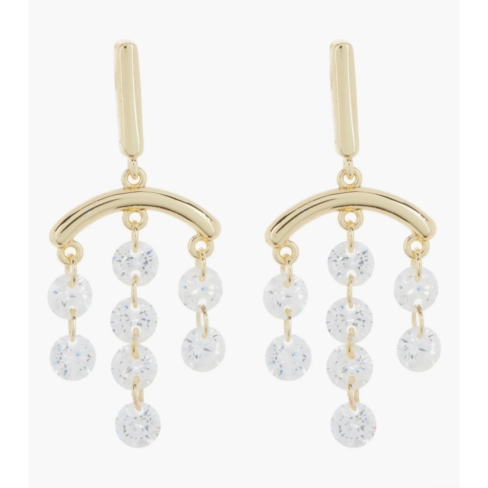 Gold and Crystal Dangle Earrings